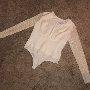 Deep V Bodysuit- Ivory